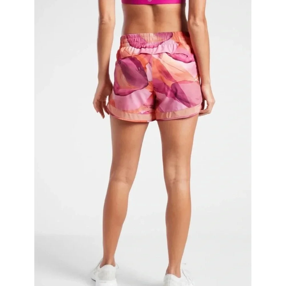 Athlet Printed Mesh Racer Run Shorts 4" Workout Running Watercolor Size Small - Picture 7 of 13
